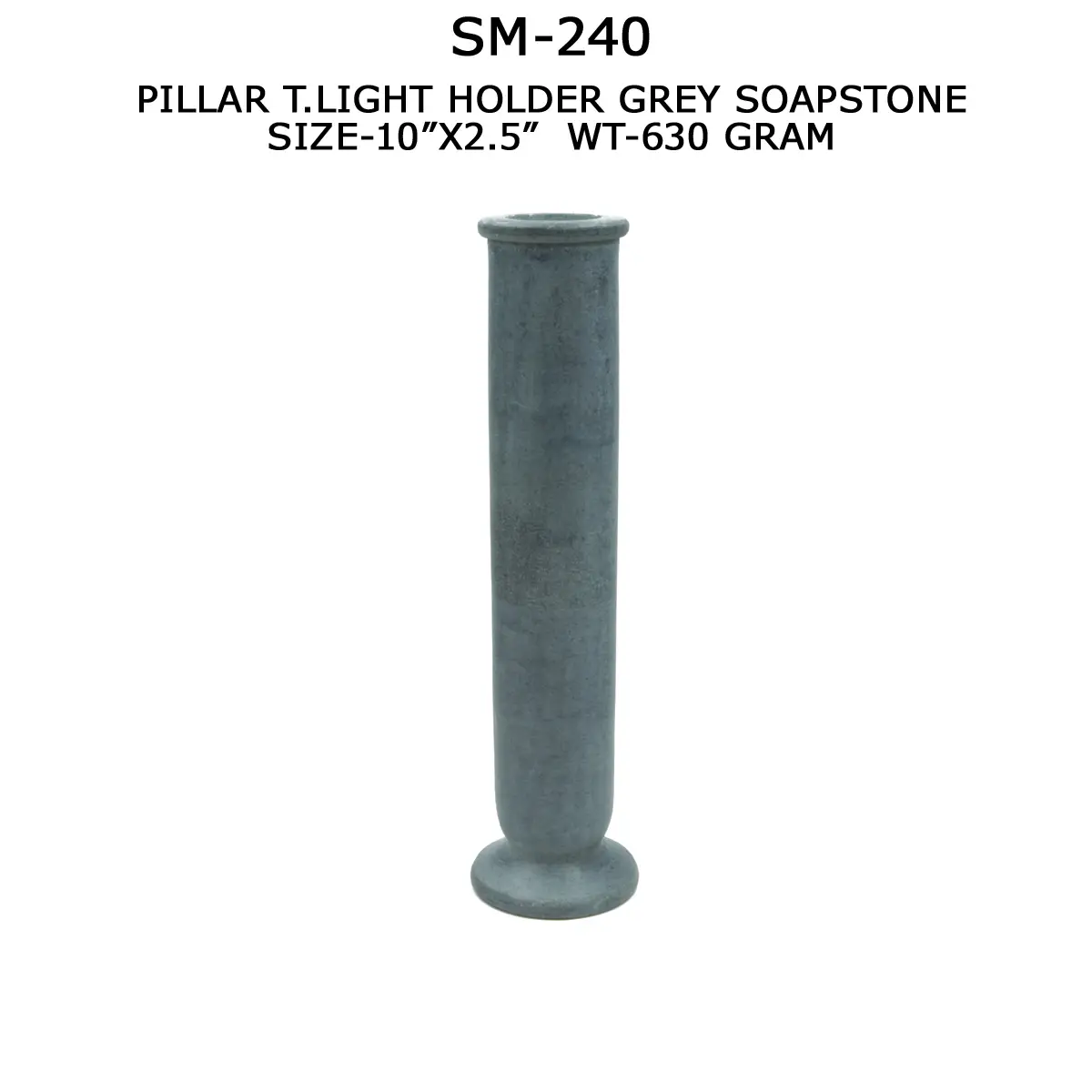 PILLAR T.LIGHT HOLDER GREY SOAPSTONE